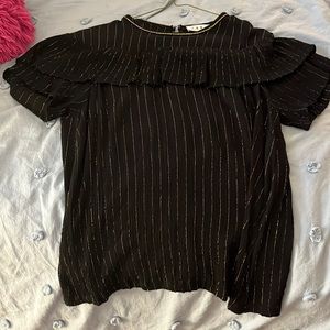 THML Stitch Fix Black Gold Striped Short Sleeve Top